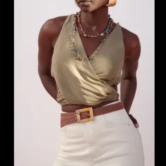 Zara Tops - ZARA limited cutout Olive Green Wrap Blouse